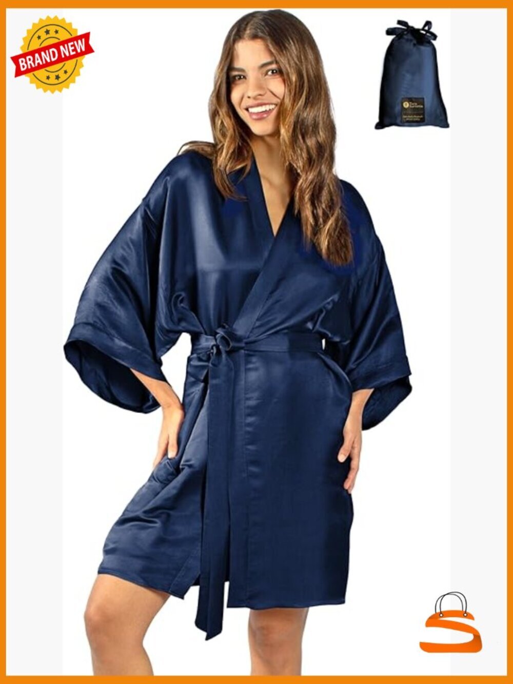 Luxury Artisan Silk Kimono Robe Short Knee-Length Washable XS-4XL